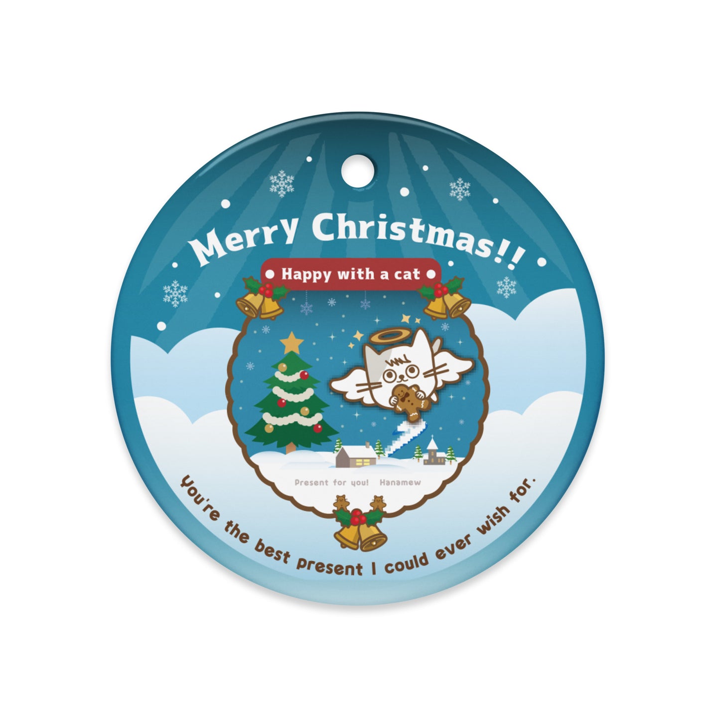 Merry Christmas!セラミックオーナメントVer5 / Happy with a cat...