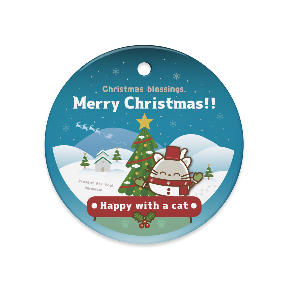Merry Christmas!セラミックオーナメントVer4 / Happy with a cat...