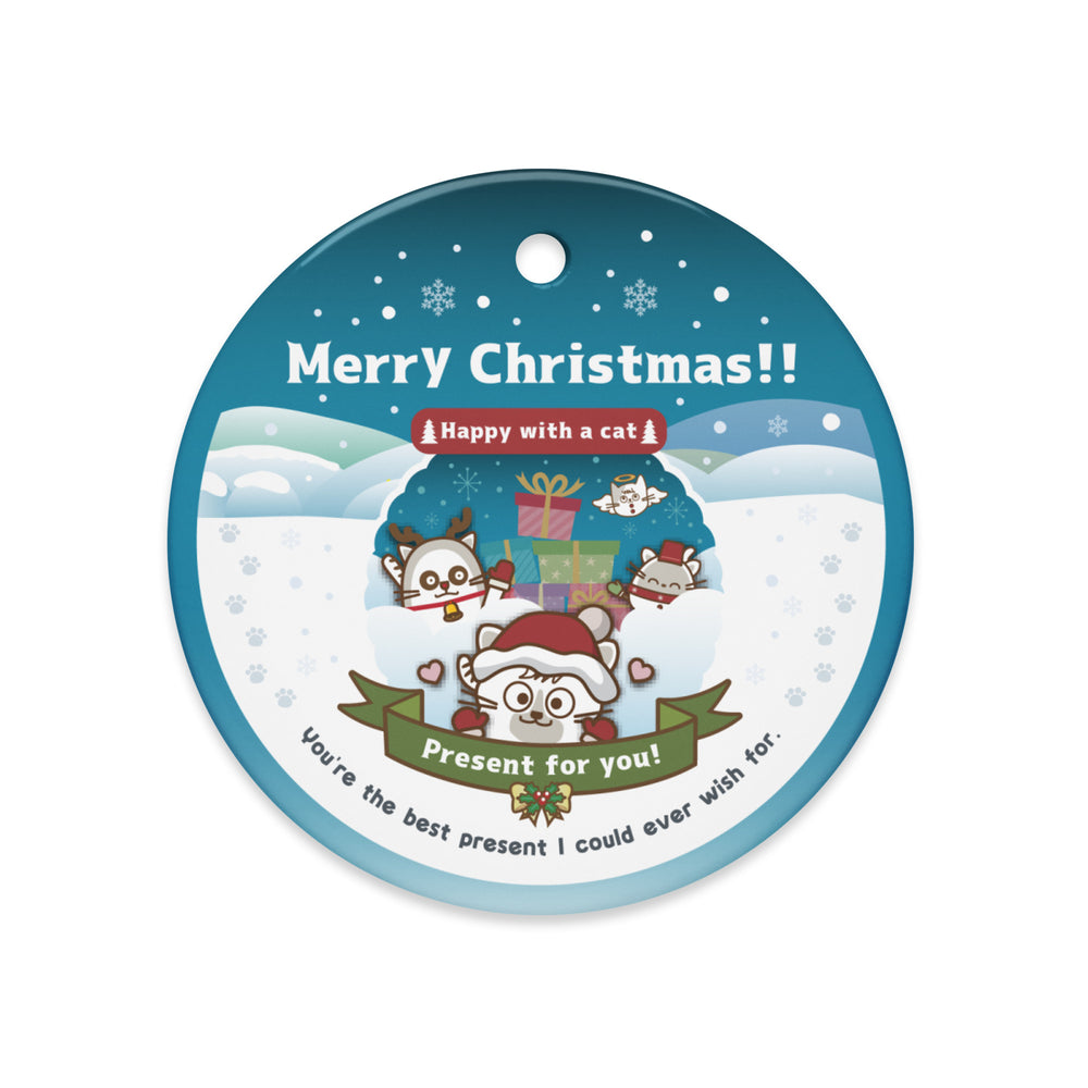 Merry Christmas!セラミックオーナメントVer1-2 / Happy with a cat...