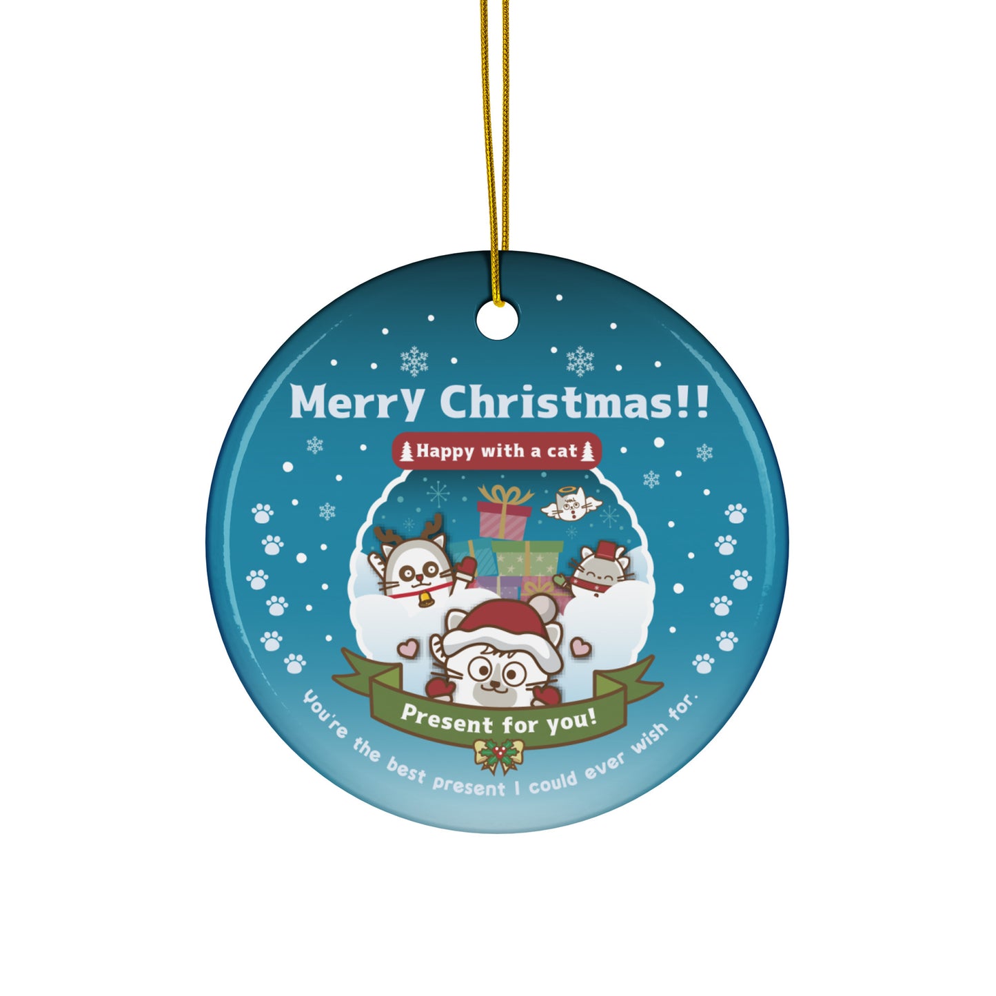 Merry Christmas!セラミックオーナメントVer1-1 / Happy with a cat...