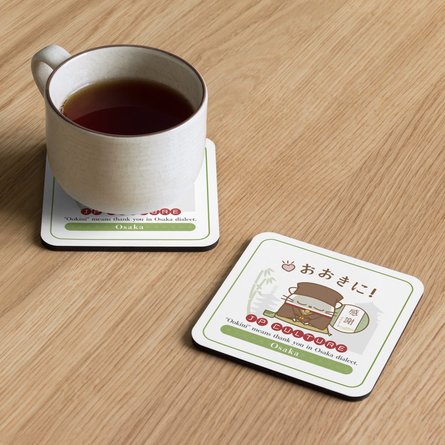 JP Culture Osaka Cork Coaster Ookini Hello