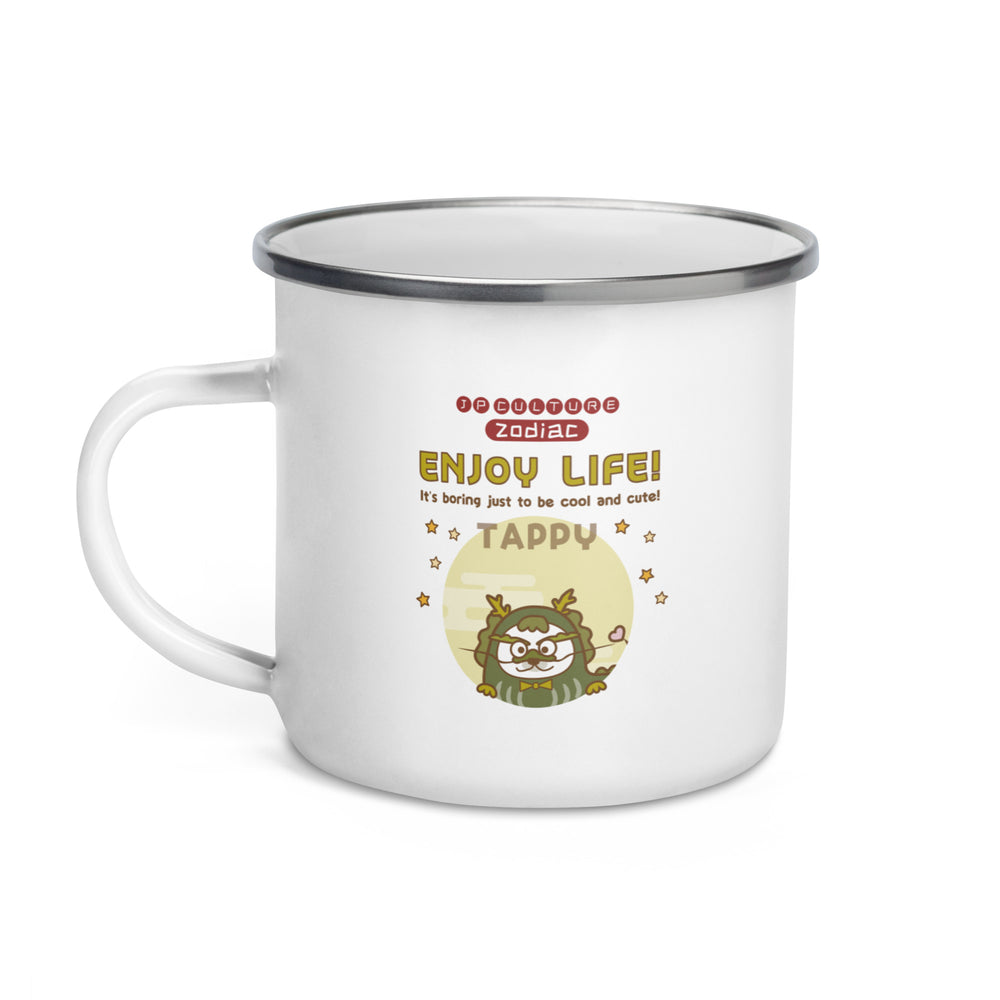 JP Culture Zodiac Tappy Enjoy Life! Enamel Mug White