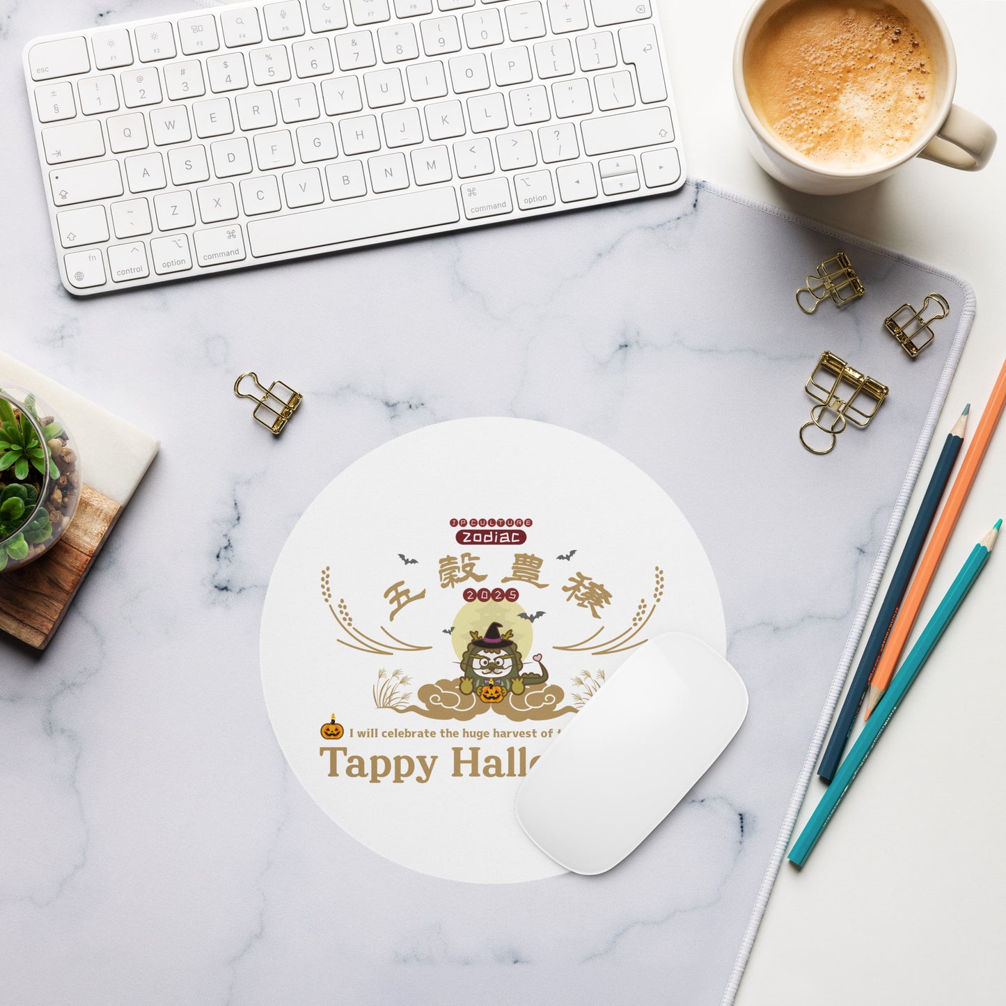 期間限定! 五穀豊穣Round mouse pad / Tappy Halloween!