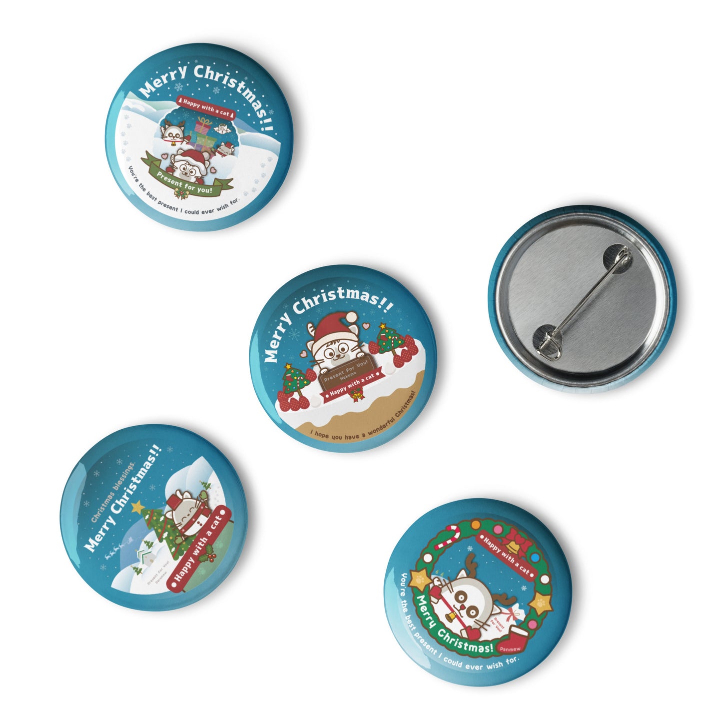 Merry Christmas!缶バッジセットNo,2/ Happy with a cat...