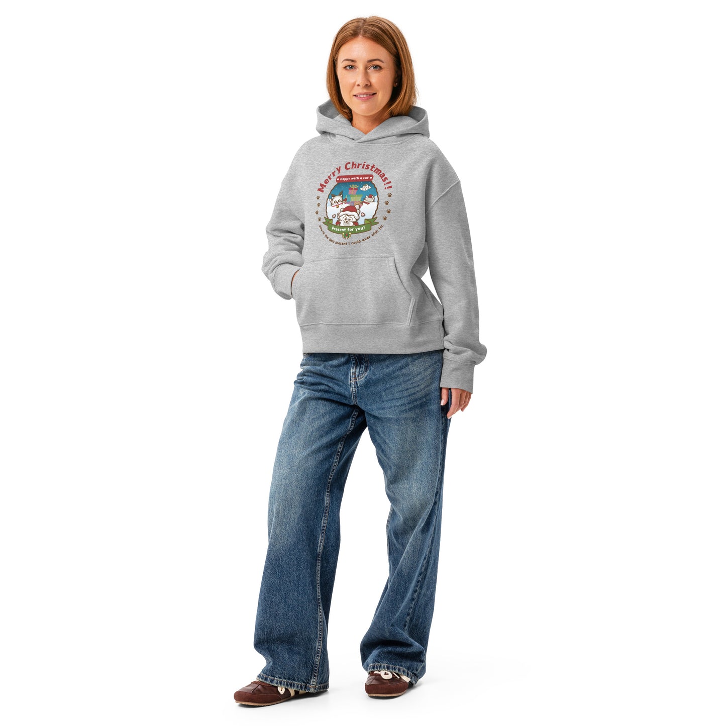 Merry Christmas!レディースリラックスパーカー[AS Colour 4161] / Happy with a cat...
