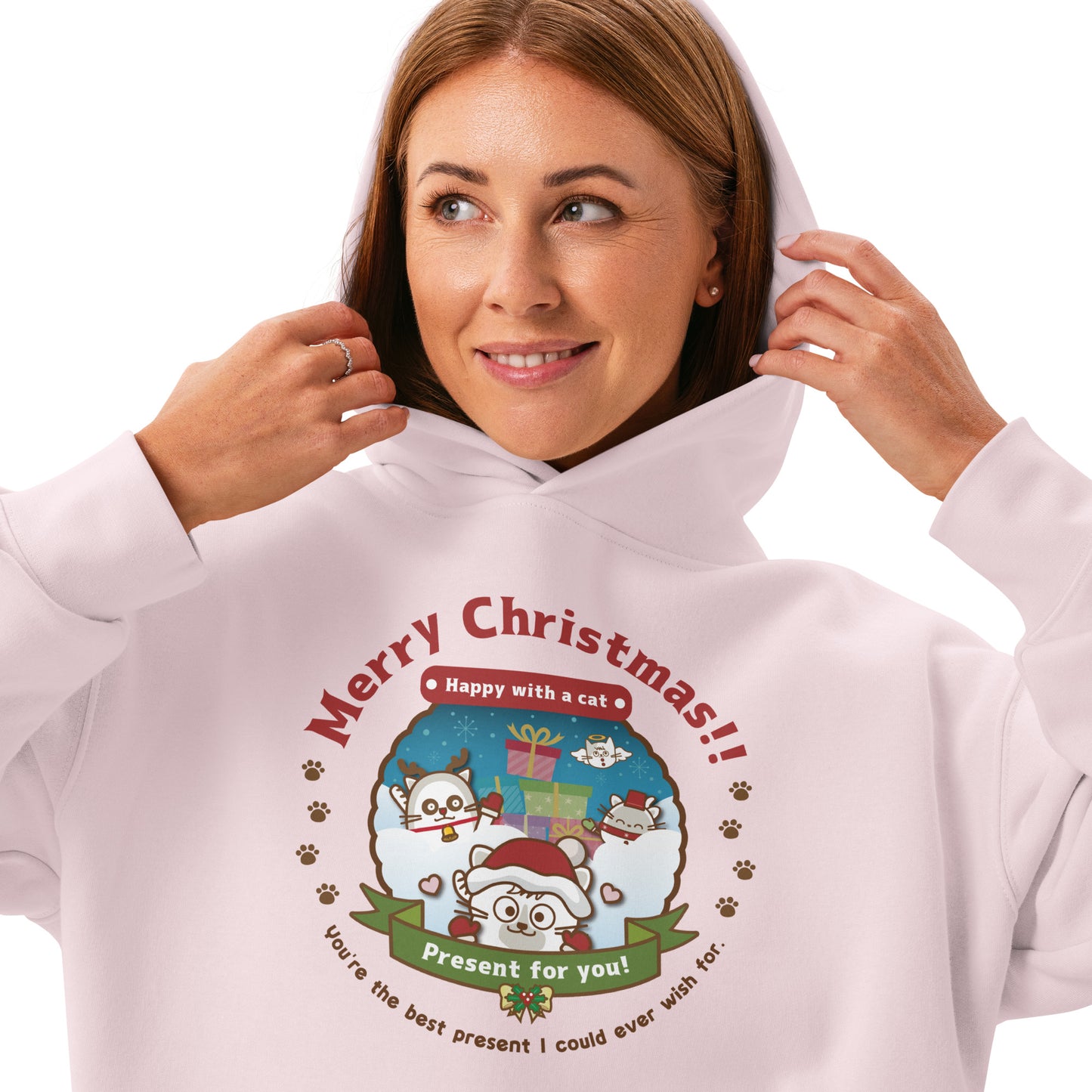 Merry Christmas!レディースリラックスパーカー[AS Colour 4161] / Happy with a cat...