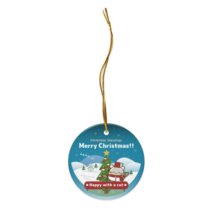 Merry Christmas!セラミックオーナメントVer4 / Happy with a cat...