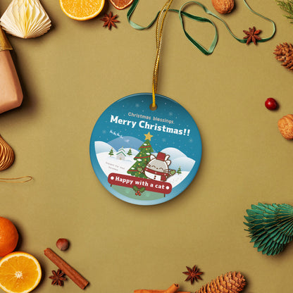 Merry Christmas!セラミックオーナメントVer4 / Happy with a cat...
