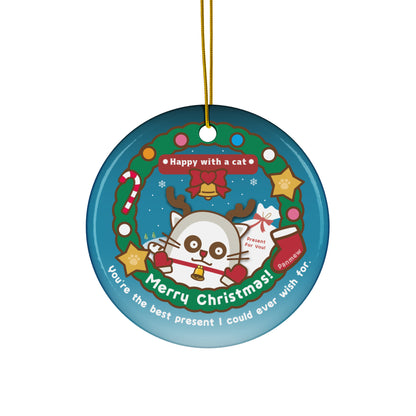 Merry Christmas!セラミックオーナメントVer3 / Happy with a cat...