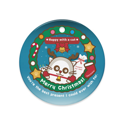 Merry Christmas!セラミックオーナメントVer3 / Happy with a cat...