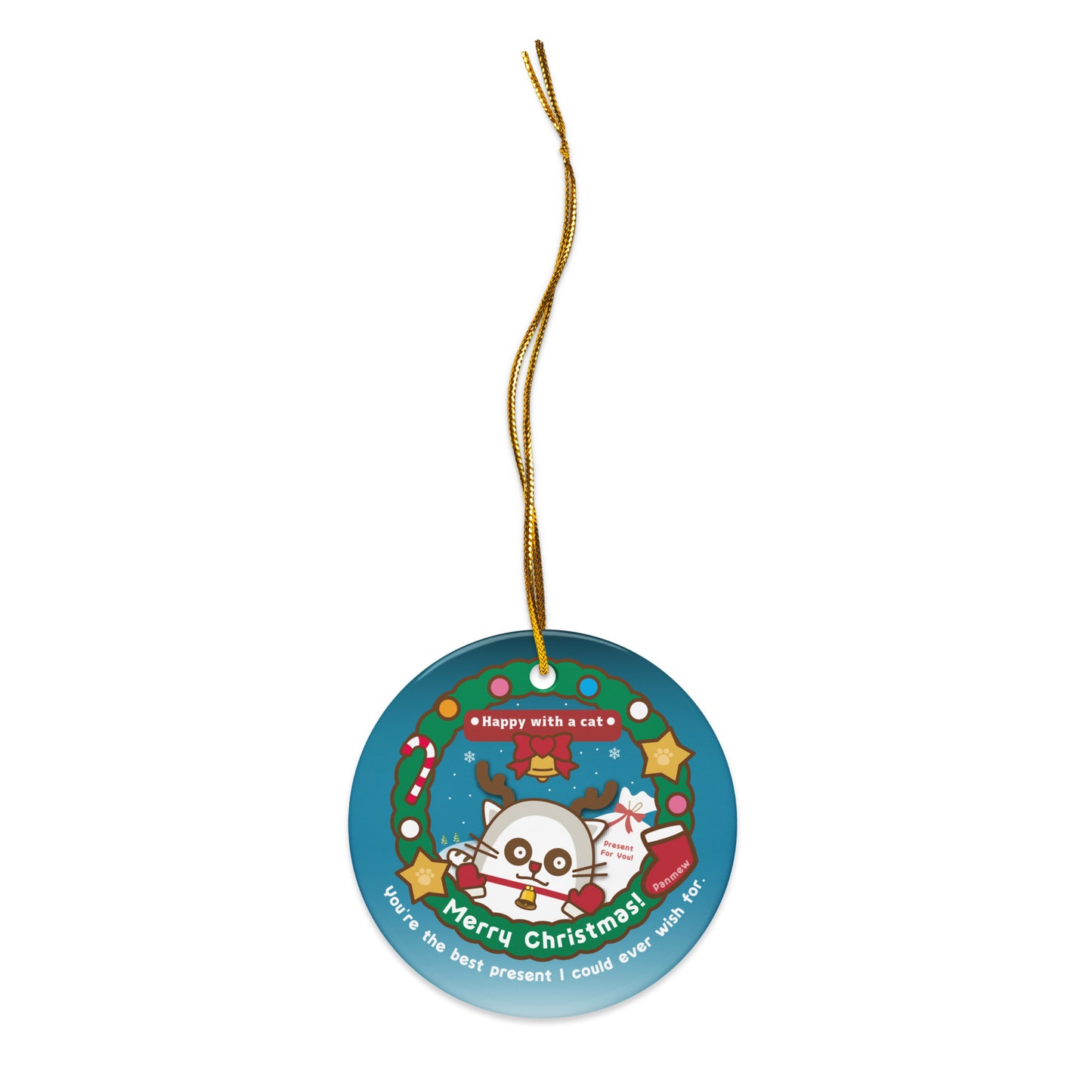 Merry Christmas!セラミックオーナメントVer3 / Happy with a cat...