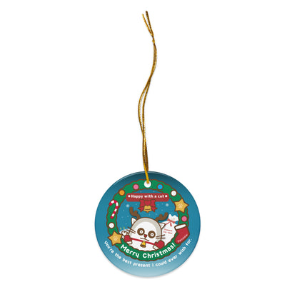 Merry Christmas!セラミックオーナメントVer3 / Happy with a cat...