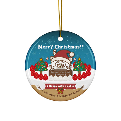 Merry Christmas!セラミックオーナメントVer2 / Happy with a cat...