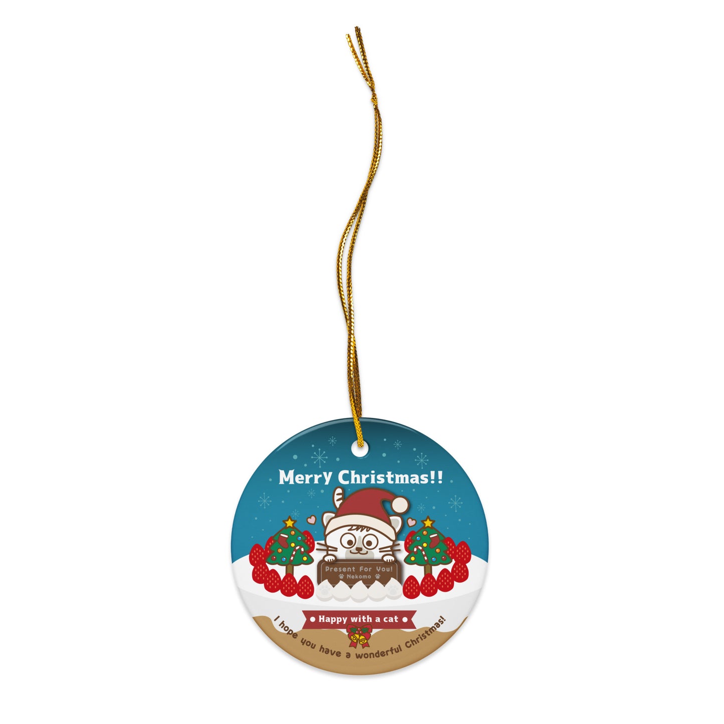 Merry Christmas!セラミックオーナメントVer2 / Happy with a cat...
