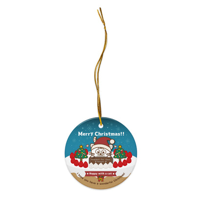 Merry Christmas!セラミックオーナメントVer2 / Happy with a cat...
