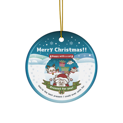 Merry Christmas!セラミックオーナメントVer1-2 / Happy with a cat...