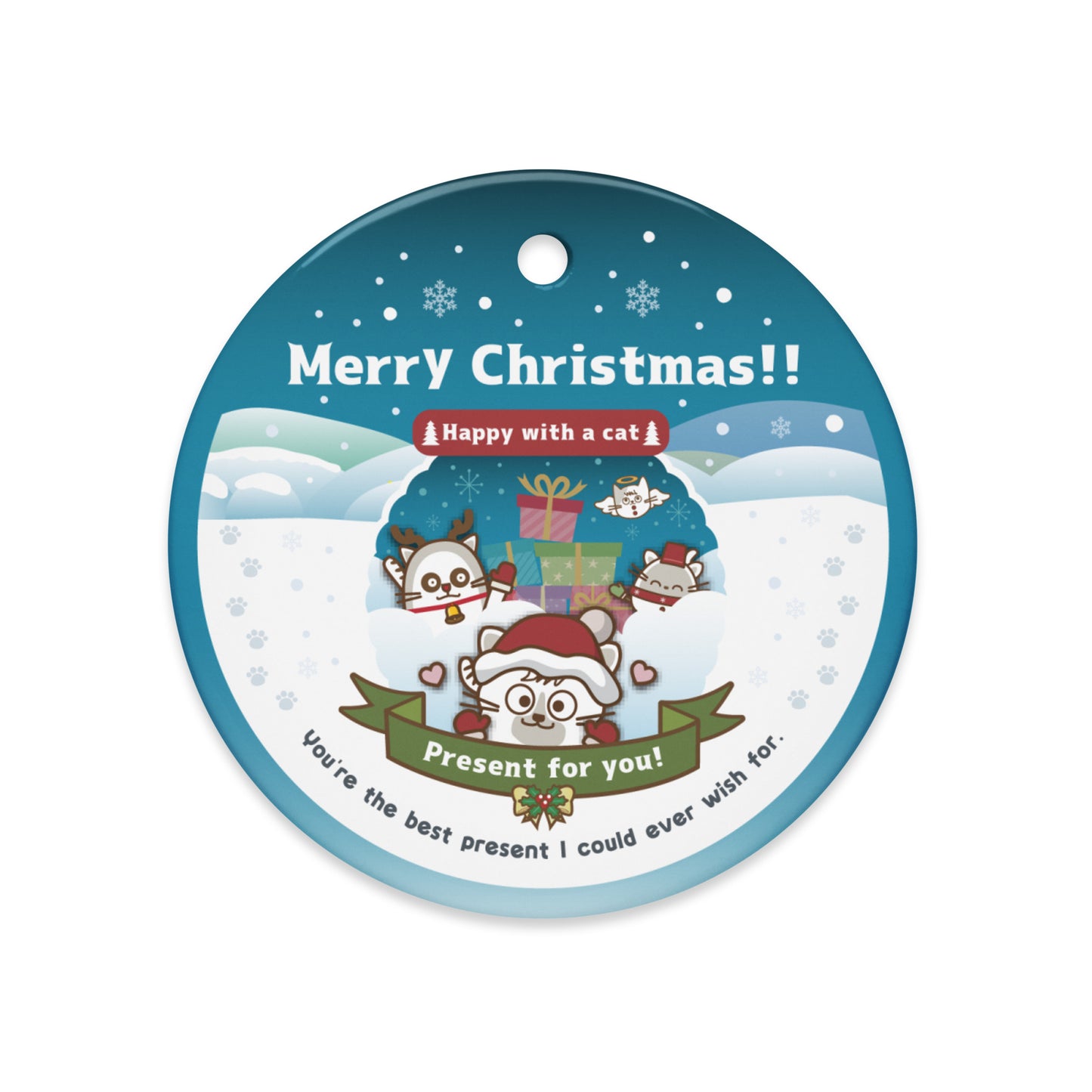 Merry Christmas!セラミックオーナメントVer1-2 / Happy with a cat...