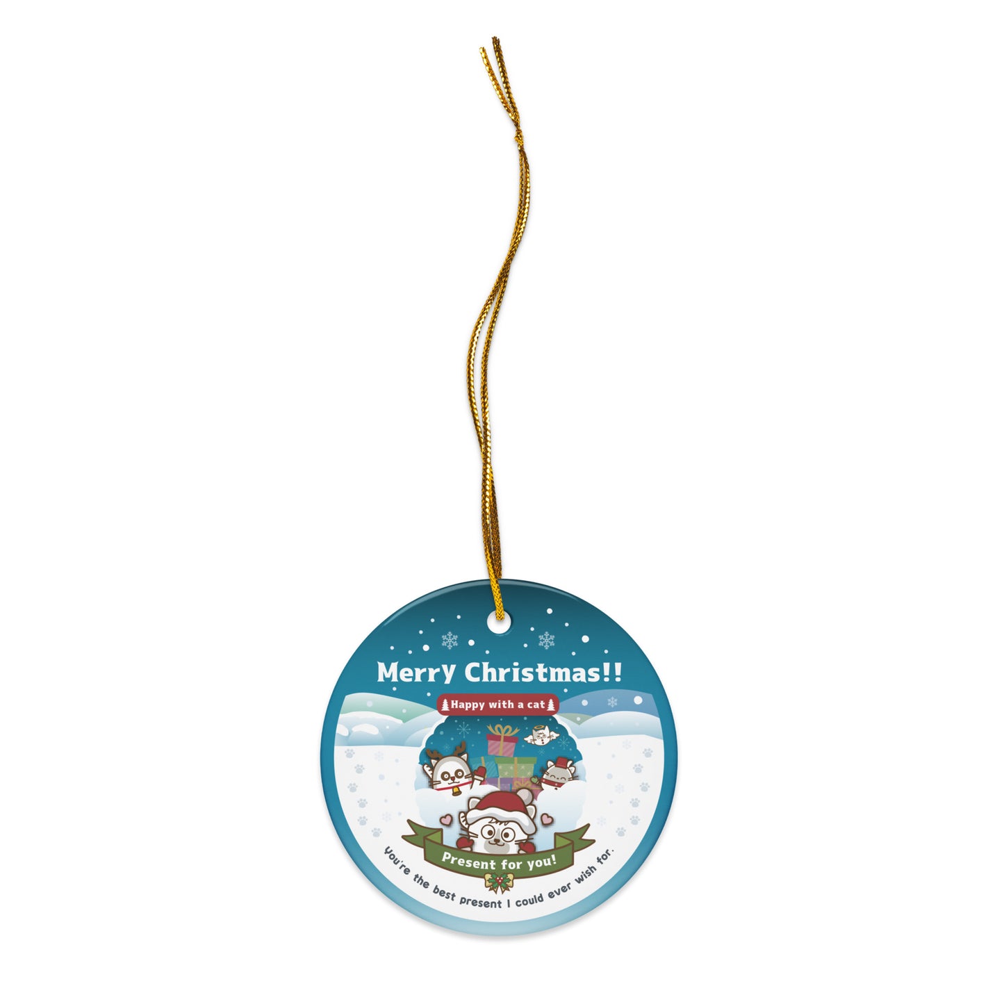 Merry Christmas!セラミックオーナメントVer1-2 / Happy with a cat...