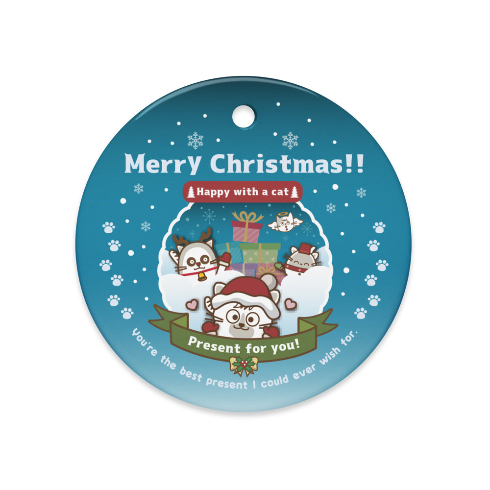 Merry Christmas!セラミックオーナメントVer1-1 / Happy with a cat...