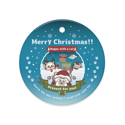 Merry Christmas!セラミックオーナメントVer1-1 / Happy with a cat...