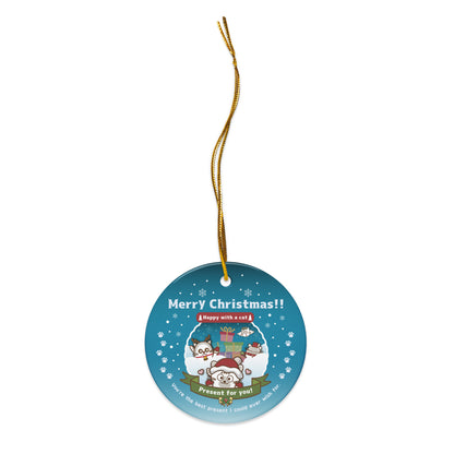 Merry Christmas!セラミックオーナメントVer1-1 / Happy with a cat...