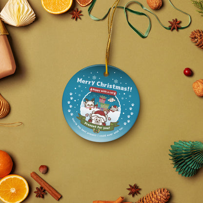 Merry Christmas!セラミックオーナメントVer1-1 / Happy with a cat...