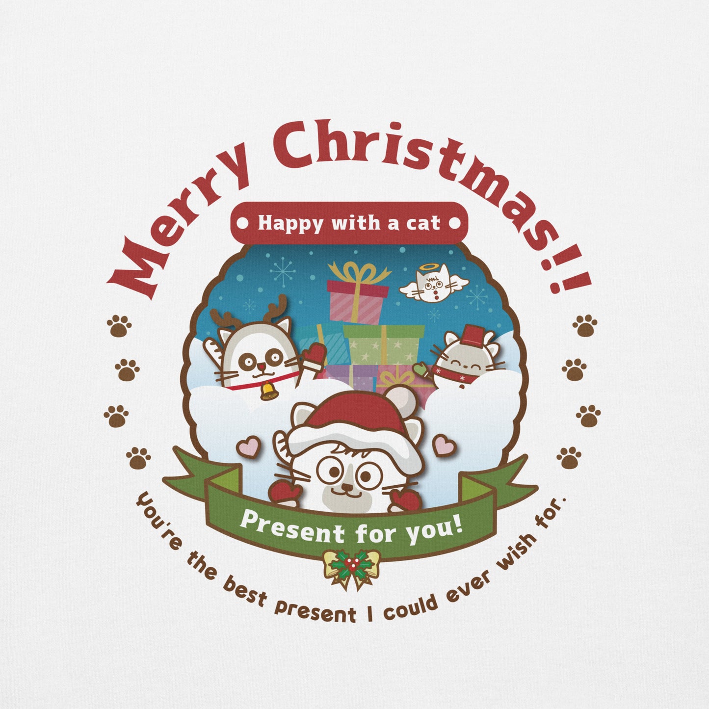 Merry Christmas!パーカー[Cotton Heritage M2580] Unisex / Happy with a cat...