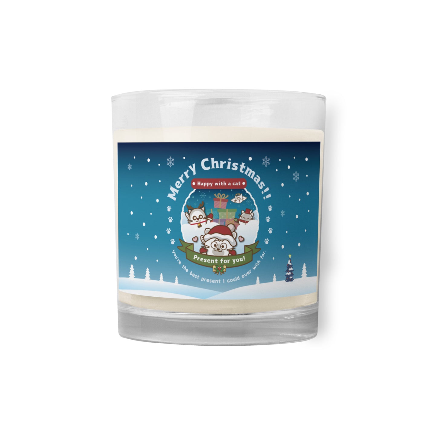 Merry Christmas!ソイワックスグラスキャンドル / Happy with a cat...