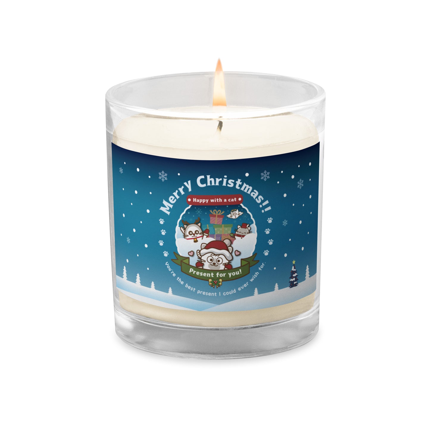 Merry Christmas!ソイワックスグラスキャンドル / Happy with a cat...