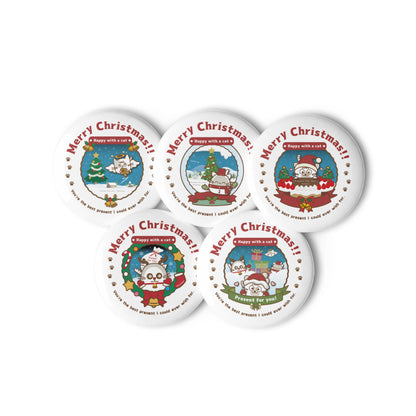 Merry Christmas!缶バッジセットNo,1 / Happy with a cat...