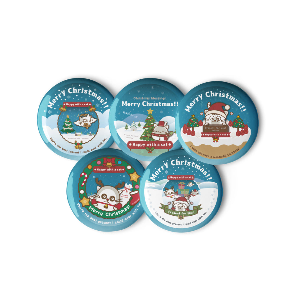 Merry Christmas!缶バッジセットNo,2/ Happy with a cat...