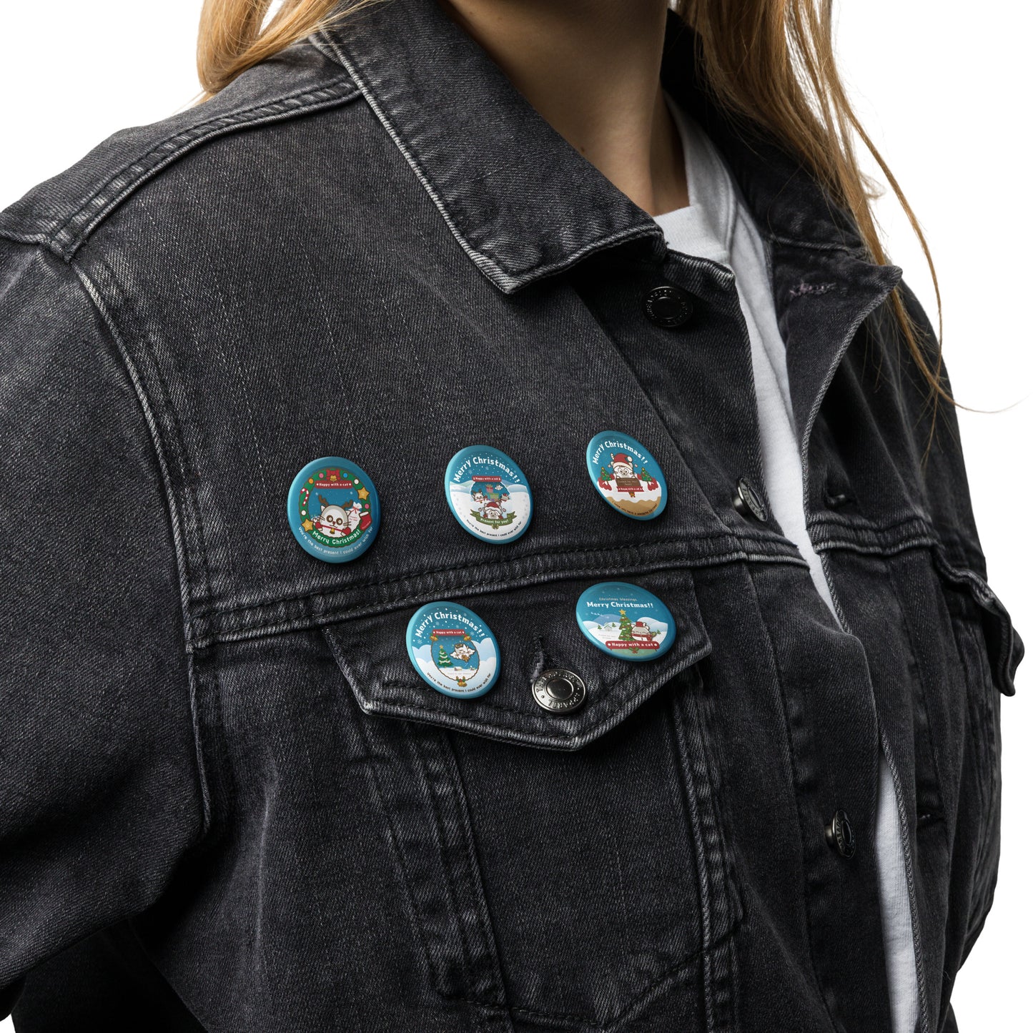 Merry Christmas!缶バッジセットNo,2/ Happy with a cat...