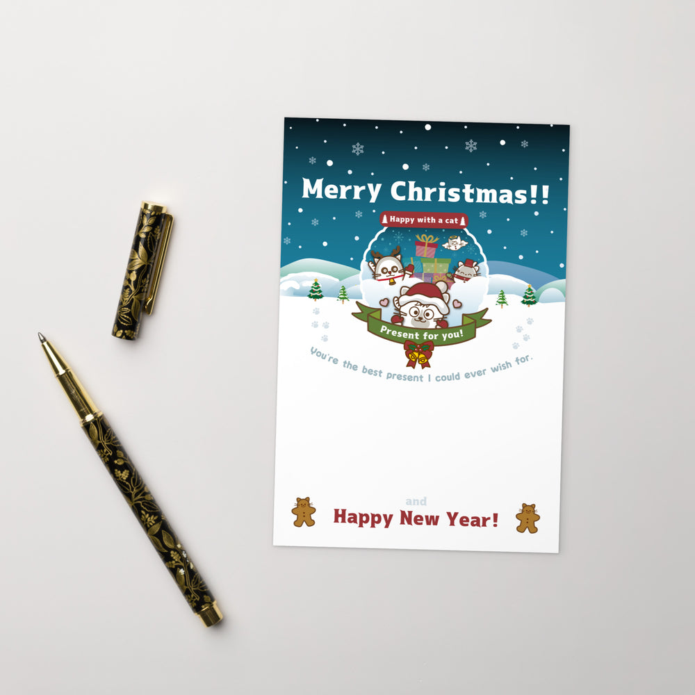 Merry Christmas!オリジナルポストカード / Happy with a cat...