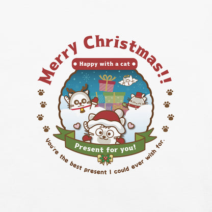 Merry Christmas!製品染めヘビーウェイトTシャツ[Comfort Colors 1717] / Happy with a cat...