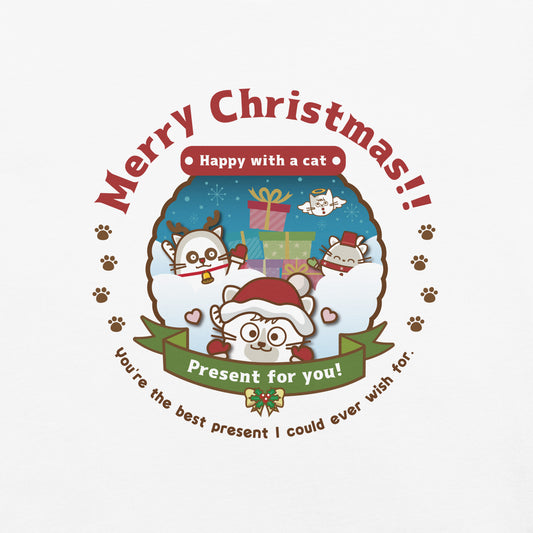 Merry Christmas!製品染めヘビーウェイトTシャツ[Comfort Colors 1717] / Happy with a cat...