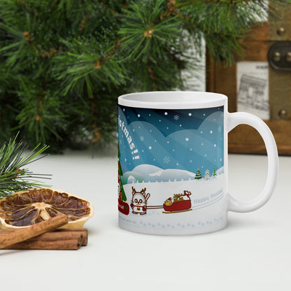 Merry Christmas! マグカップ（白）/ Happy with a cat...