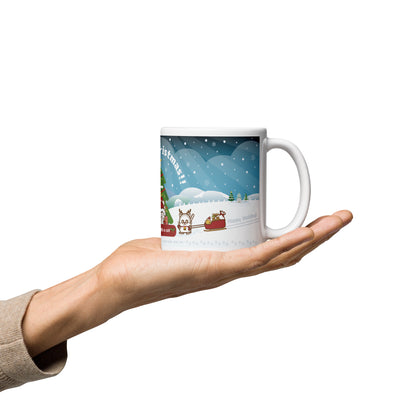 Merry Christmas! マグカップ（白）/ Happy with a cat...