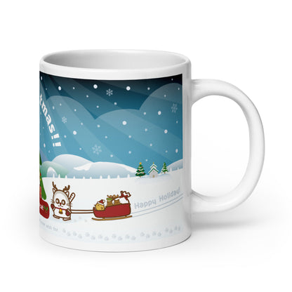 Merry Christmas! マグカップ（白）/ Happy with a cat...