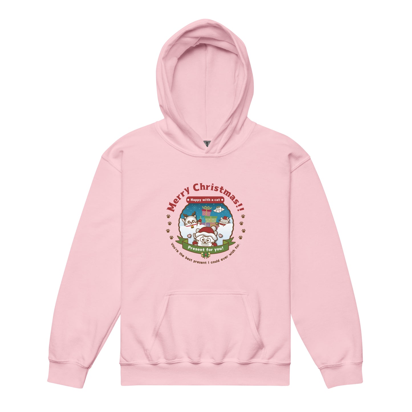 Merry Christmas!ユースヘビーブレンドパーカー[Gildan18500B] / Happy with a cat...