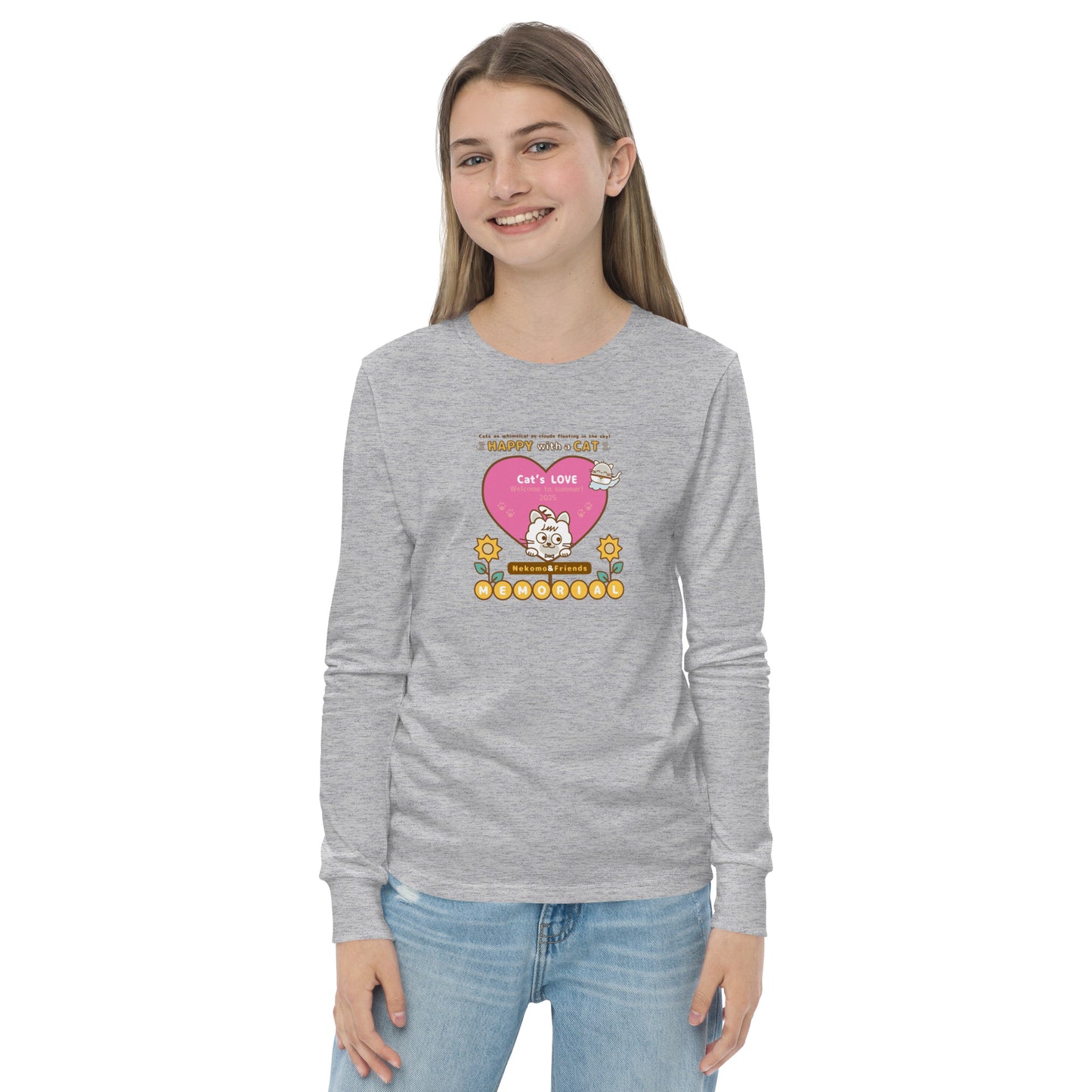 Cat/ユース長袖Tシャツ[Bella + Canvas 3501Y]KidsUnisex