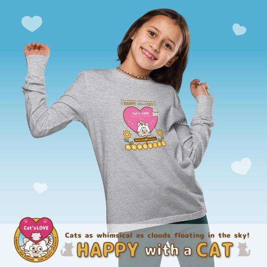 Cat/ユース長袖Tシャツ[Bella + Canvas 3501Y]KidsUnisex
