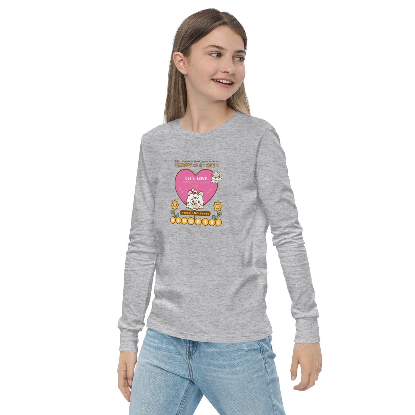 Cat/ユース長袖Tシャツ[Bella + Canvas 3501Y]KidsUnisex