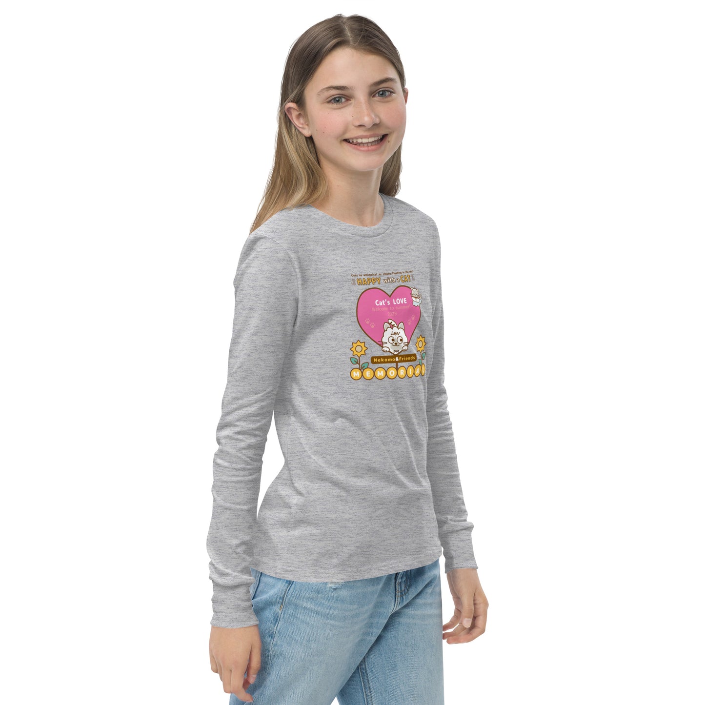 Cat/ユース長袖Tシャツ[Bella + Canvas 3501Y]KidsUnisex