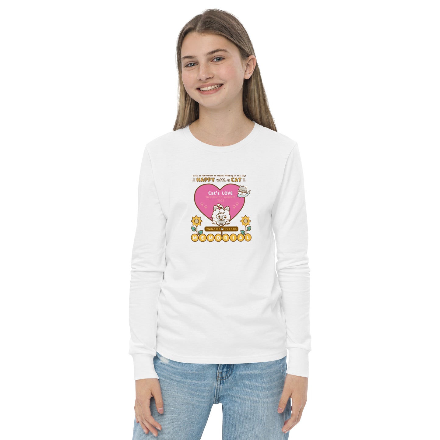 Cat/ユース長袖Tシャツ[Bella + Canvas 3501Y]KidsUnisex