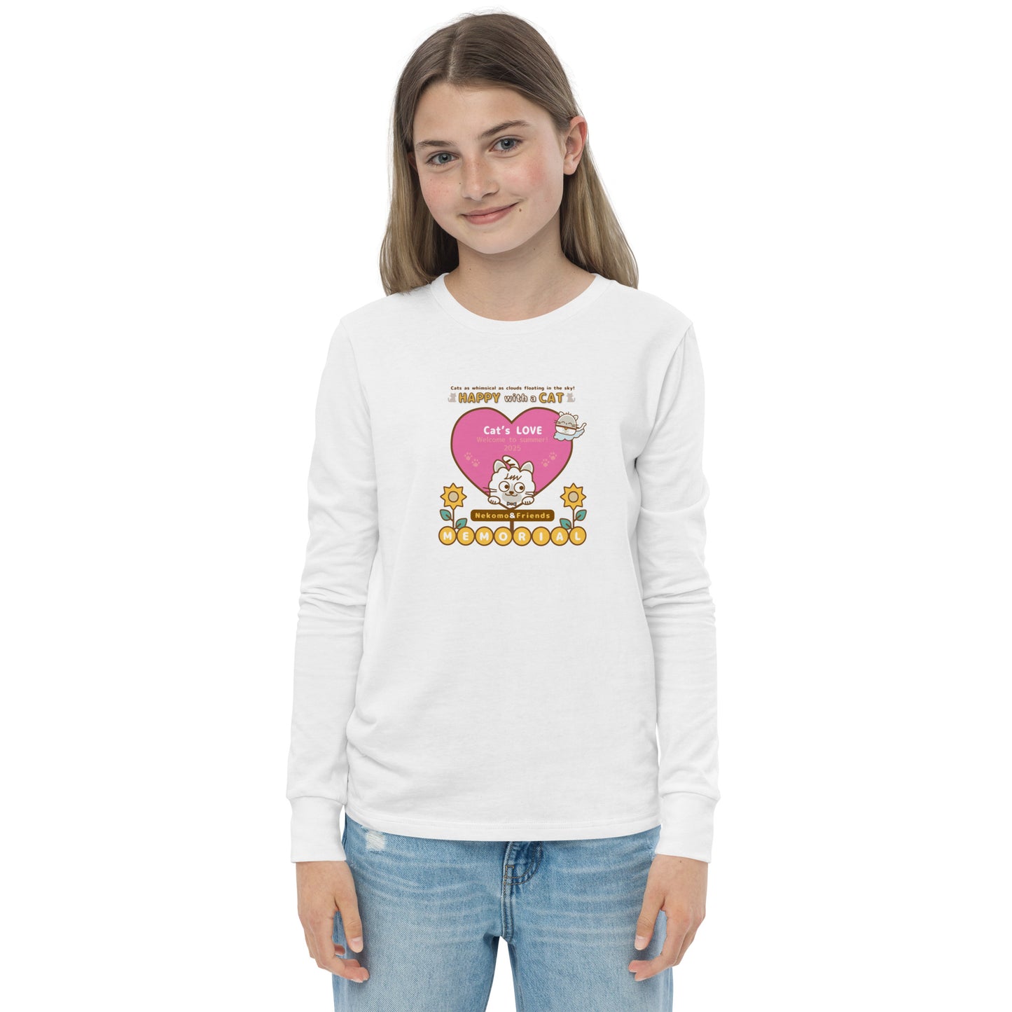 Cat/ユース長袖Tシャツ[Bella + Canvas 3501Y]KidsUnisex
