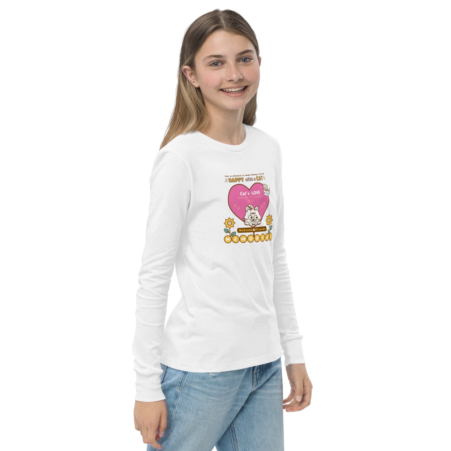 Cat/ユース長袖Tシャツ[Bella + Canvas 3501Y]KidsUnisex